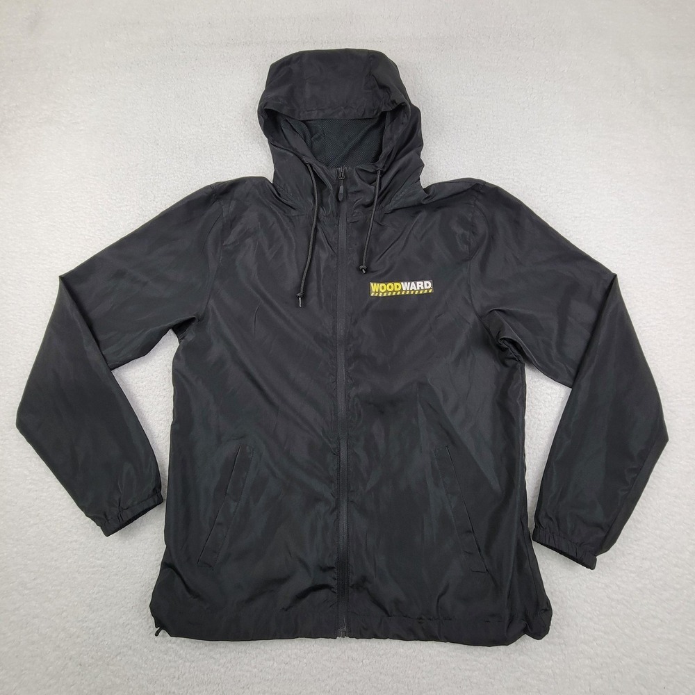 Woodward‎ Jacket Mens Small Black Hooded Windbreaker Lightweight Full Zip 540 - Picture 3 of 11